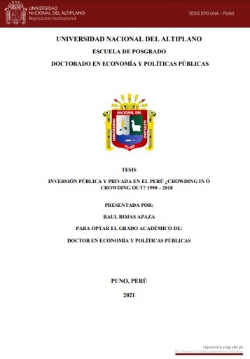 Inversión pública y privada en el Perú ¿crowding in ó crowding out? 1990 - 2018