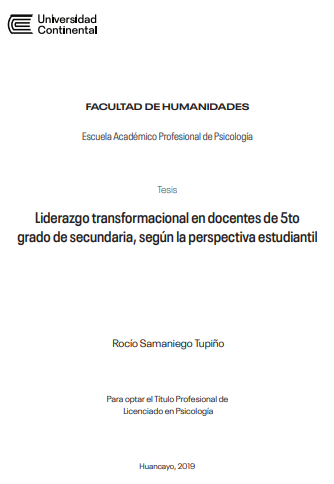 Liderazgo transformacional en docentes de 5to grado de secundaria, según la perspectiva estudiantil