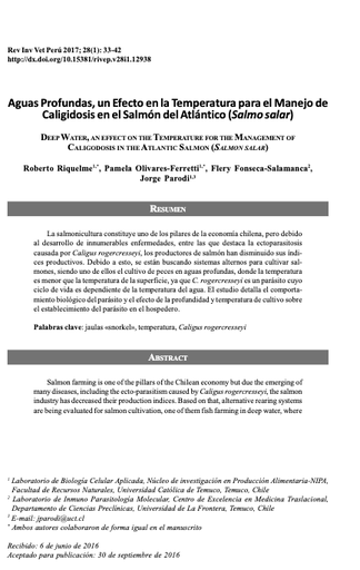 Aguas Profundas, un Efecto en la Temperatura para el Manejo de Caligidosis en el Salmón del Atlántico (Salmo salar)