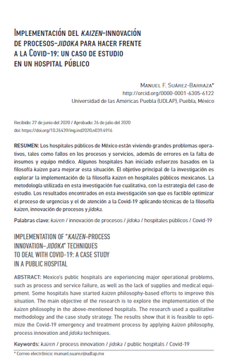 Implementación del “Kaizen-Innovación de Procesos-Jidoka” para hacer frente al COVID-19: un caso de estudio en un hospital público