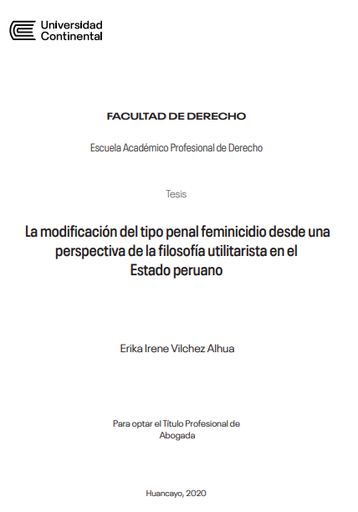 La modificación del tipo penal feminicidio desde una perspectiva de la filosofía utilitarista en el Estado peruano