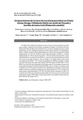 Enriquecimiento de la Carne de Cuy (Cavia porcellus) con Ácidos Grasos Omega-3 Mediante Dietas con Aceite de Pescado y Semillas de Sacha Inchi (Plukenetia volubilis)