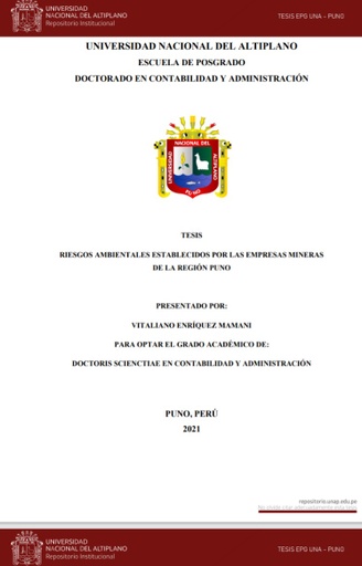 Riesgos ambientales establecidos por las empresas mineras de la región Puno