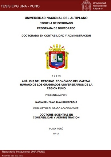 Análisis del retorno económico del capital humano de los graduados universitarios de la región Puno