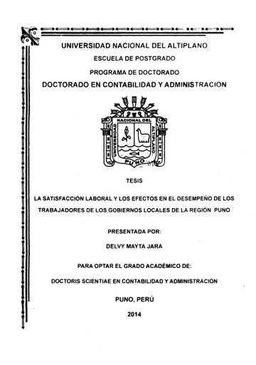 La satisfacción laboral y los efectos en el desempleo de los trabajadores de los gobiernos locales de la región Puno