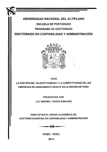 La gestión del talento humano y la competitividad de las empresas de saneamiento básico en la región de Puno