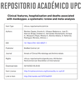 Clinical features, hospitalisation and deaths associated with monkeypox: a systematic review and meta-analysis