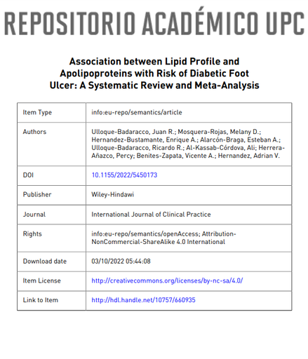 Association between Lipid Profile and Apolipoproteins with Risk of Diabetic Foot Ulcer: A Systematic Review and Meta-Analysis