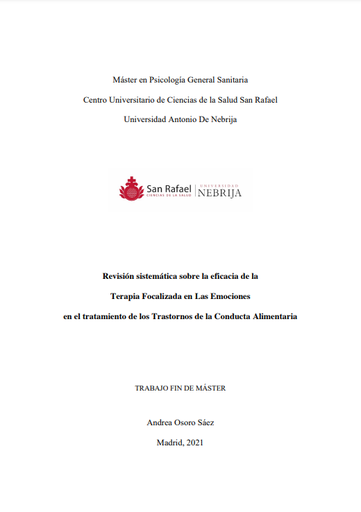 Revisión sistemática sobre la eficacia de la Terapia Focalizada en Las Emociones en el tratamiento de los Trastornos de la Conducta Alimentaria