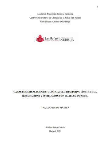 CARACTERÍSTICAS PSICOPATOLÓGICAS DEL TRASTORNO LÍMITE DE LA PERSONALIDAD Y SU RELACION CON EL ABUSO INFANTIL