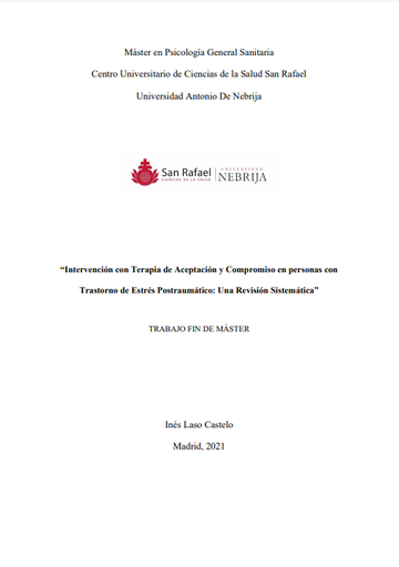 Intervención con Terapia de Aceptación y Compromiso en personas con Trastorno de Estrés Postraumático: Una Revisión Sistemática