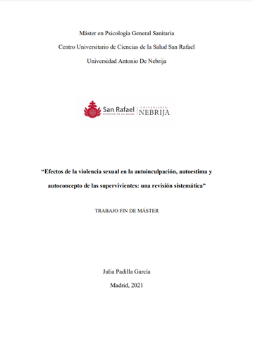 Efectos de la violencia sexual en la autoinculpación, autoestima y autoconcepto de las supervivientes: una revisión sistemática