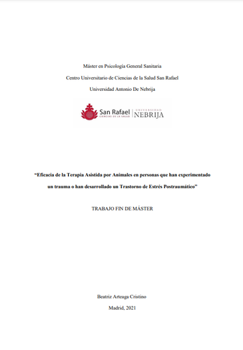 Eficacia de la Terapia Asistida por Animales en personas que han experimentado un trauma o han desarrollado un Trastorno de Estrés Postraumático