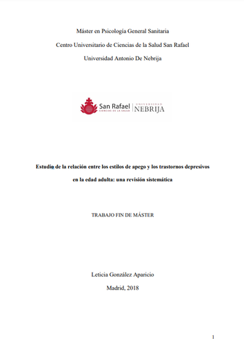 Estudio de la relación entre los estilos de apego y los trastornos depresivos en la edad adulta