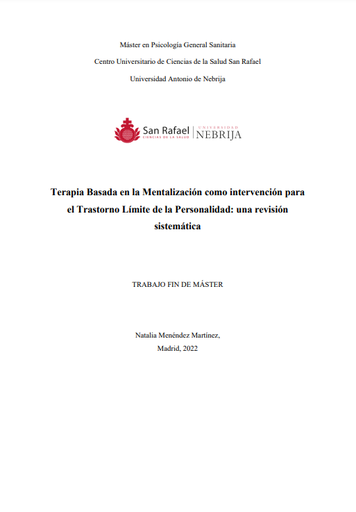 Terapia Basada en la Mentalización como intervención para el Trastorno Límite de la Personalidad