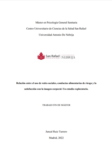 Relación entre el uso de redes sociales, conductas alimentarias de riesgo y la satisfacción con la imagen corporal. Un estudio exploratorio
