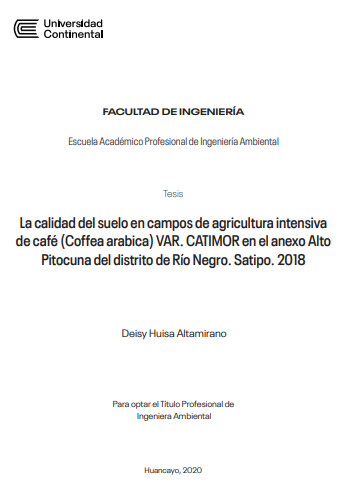 La calidad del suelo en campos de agricultura intensiva de café (Coffea arabica) VAR. CATIMOR en el anexo Alto Pitocuna del distrito de Río Negro. Satipo. 2018
