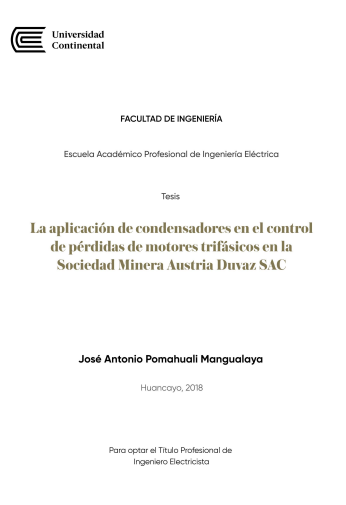 La aplicación de condensadores en el control de pérdidas de motores trifásicos en la Sociedad Minera Austria Duvaz SAC