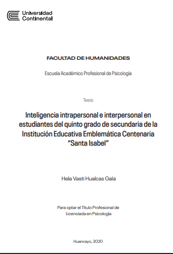 Inteligencia intrapersonal e interpersonal en estudiantes del quinto grado de secundaria de la Institución Educativa Emblemática Centenaria “Santa Isabel”