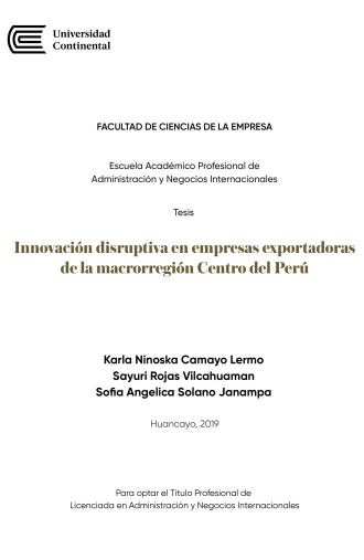 Innovación disruptiva en empresas exportadoras de la macroregión Centro del Perú