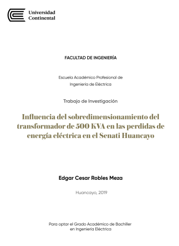 Influencia del sobredimensionamiento del transformador de 500 KVA en las perdidas de energía eléctrica en el Senati Huancayo