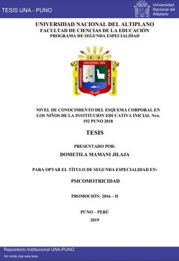 Nivel de conocimiento del esquema corporal en los niños de la Institución Educativa Inicial Nro. 192 Puno 2018