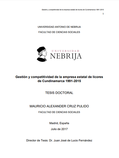 Gestión y competitividad de la empresa estatal de licores de Cundinamarca 1991-2015