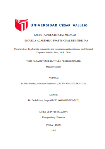 Características de sobrevida en pacientes con reanimación cardiopulmonar en el Hospital Cayetano Heredia, Piura, 2015 – 2019