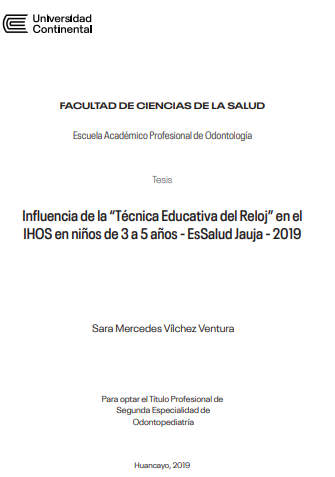 Influencia de la “Técnica Educativa del Reloj” en el IHOS en niños de 3 a 5 años - EsSalud Jauja - 2019