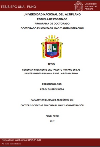 Gerencia inteligente del talento humano en las universidades nacionales de la región Puno