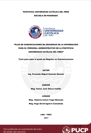 Plan de comunicaciones en seguridad de la información para el personal administrativo de la PUCP