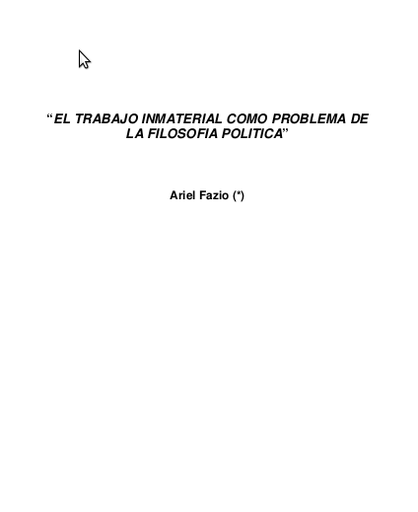 El trabajo inmaterial como problema de la filosofía política