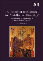 A History of Intelligence and 'Intellectual Disability': The Shaping of Psychology in Early Modern Europe