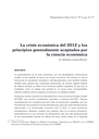 La crisis económica del 2012 y los principios generalmente aceptados por la ciencia económica