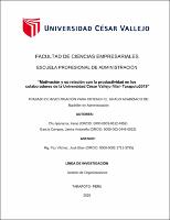 Motivación y su relación con la productividad en los colaboradores de la Universidad César Vallejo filial- Tarapoto2019