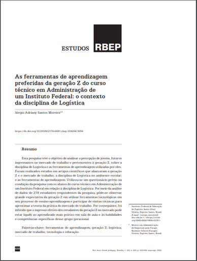 As ferramentas de aprendizagem preferidas da geração Z do curso técnico em Administração de um Instituto Federal: o contexto da disciplina de Logística