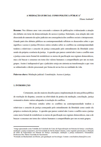 A mediação judicial como politica pública