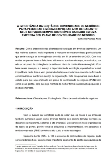 A importância da gestão de continuidade de negócios para pequenas e médias empresas afim de garantir seus serviços sempre disponíveis baseado em uma empresa sem plano de continuidade do negócio