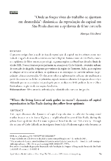 “Onde as forças vivas do trabalho se ajuntam em desmedida”: dinâmicas da reprodução do capital em São Paulo durante a epidemia de febre amarela