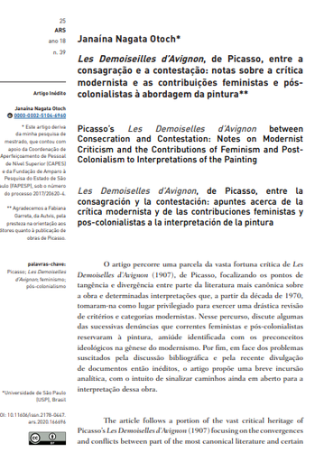 Les Demoiseilles d’Avignon, de Picasso, entre a consagração e a contestação: notas sobre a crítica modernista e as contribuições feministas e póscolonialistas à abordagem da pintura