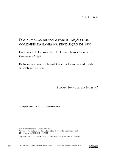 Das armas às urnas: a participação dos coronéis da Bahia na Revolução de 1930