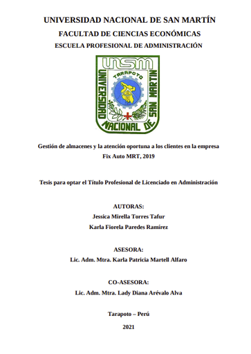 Gestión de almacenes y atención oportuna a los clientes en la empresa Fix Auto MRT