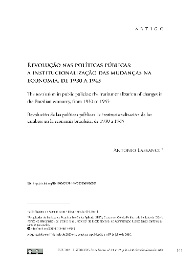 Revolução nas políticas públicas: a institucionalização das mudanças na economia, de 1930 a 1945