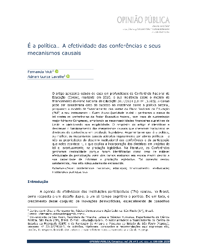 É a política… A efetividade das conferências e seus mecanismos causais