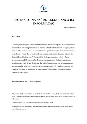 Uso do IOT na saúde e segurança da informação