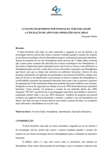O uso do smartphone por pessoas da terceira idade: a utilização de APPs para operações bancárias