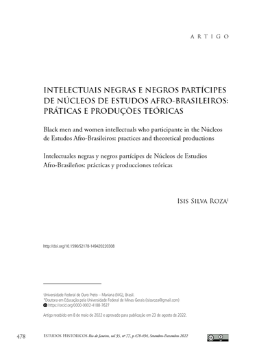 INTELECTUAIS NEGRAS E NEGROS PARTÍCIPES DE NÚCLEOS DE ESTUDOS AFRO-BRASILEIROS: PRÁTICAS E PRODUÇÕES TEÓRICAS