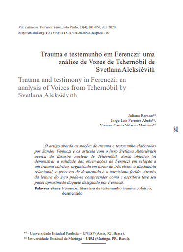 Trauma e testemunho em Ferenczi: uma análise de Vozes de Tchernóbil de Svetlana Aleksiévith