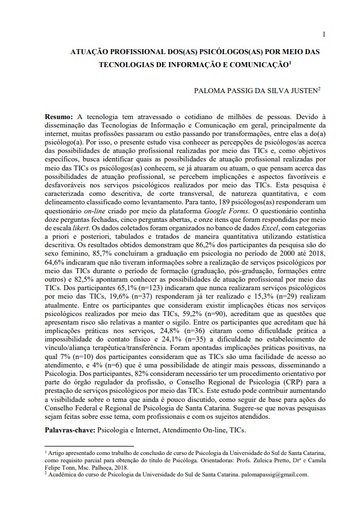 Atuação profissional dos(as) psicólogos(as) por meio das tecnologias de informação e comunicação