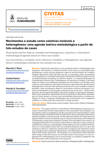 Movimentos e estado como coletivos instáveis e heterogêneos: uma agenda teórico-metodológica a partir de três estudos de casos